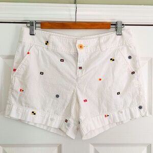 Lilly Pulitzer Nautical Flags Shorts White 100% Cotton Women's Size 4